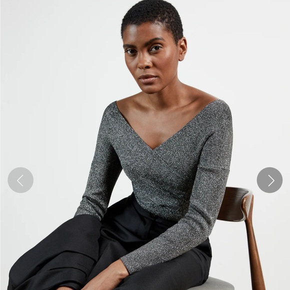 TED BAKER silver and black sparkly top - Picture 3 of 4